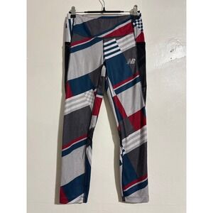 New Balance Running Tights women's Small Geometric Print Athletic Leggings EUC